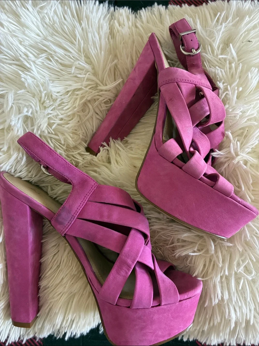 Aldo Women's Pink Platform Woven Strap High Heel Sandals size 6